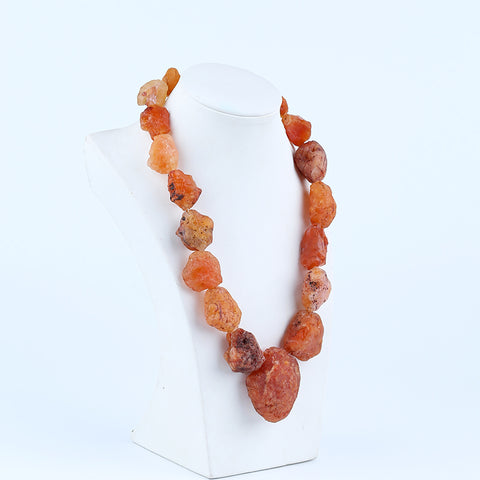 Raw Gemstone Necklaces, Natural Red Agate Gemstone Necklace, 1 Strand, 20 inch, 260g