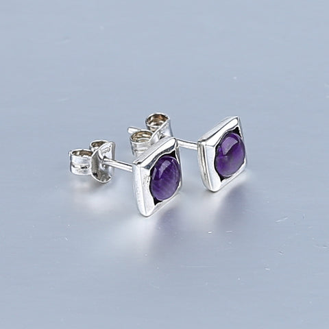 Natural Sugilite Gemstone Earrings with 925 Sterling Silver Accessories 14x7mm, 1.4g