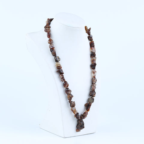 Raw Gemstone Necklaces, Fire Agate Gemstone Necklace, 1 Strand, 22 inch, 76g