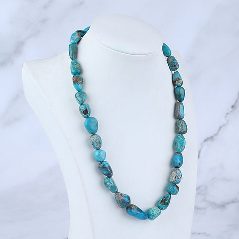 Natural Turquoise Necklace, Turquoise Bead Strands Handmade Gemstones, Adjustable Necklace, 1 Strand, 18-22 inch, 59g