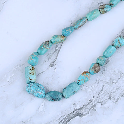 Natural Turquoise Necklace, Turquoise Bead Strands Handmade Gemstones, Adjustable Necklace, 1 Strand, 16-20 inch, 42.5g