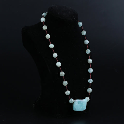 Natural Amazonite,Blue Aquamarine Gemstone Necklace