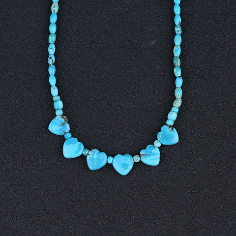 Natural Turquoise With Silver Beads Gemstone Necklace, 925 Silver Buckle Necklace, 1 Strand, 22 inch, 14.6g