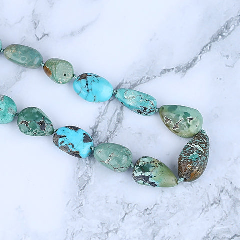 Natural Turquoise Necklace, Turquoise Bead Strands Handmade Gemstones, Adjustable Necklace, 1 Strand, 18-22 inch, 45.2g