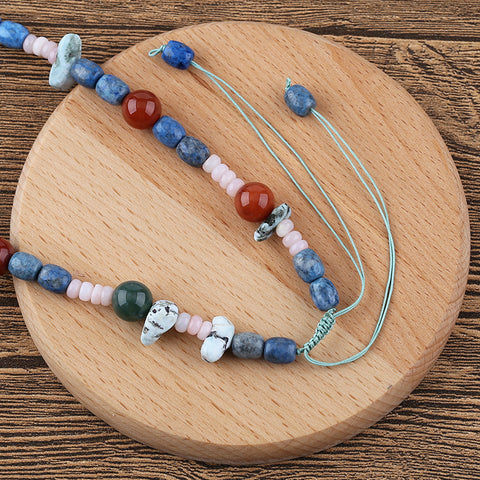 Lapis lazuill Gemstone Necklaces, containt Round Red Agate,pink opal,Larimar and Ocean Jasper Gemstone jewelly,45cm,90g