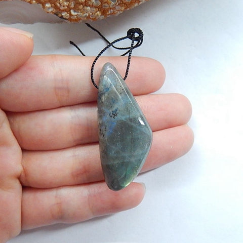 Labradorite Gemstone Pendant Bead, 42x18x13mm, 12.4g - MyGemGarden