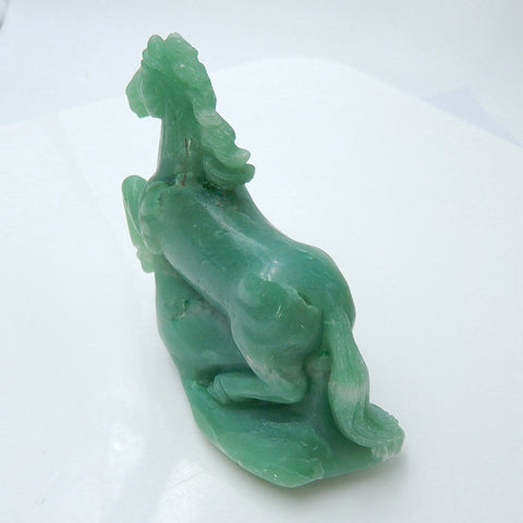 New, Carved Green Aventurine Gemstone Horse Ornament, 81x73x32mm, 159.2g - MyGemGarden