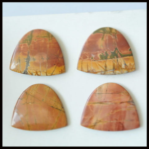 4 pcs Natural Multi-Color Picasso Jasper Gemstone Cabochon Pair 33x27x4mm,33x27x5mm,23.5g - MyGemGarden