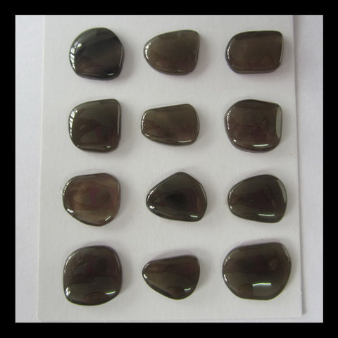 12 pcs Obsidian Gemstone Cabochons ,11x8x3mm,14x11x3mm,6.6g - MyGemGarden