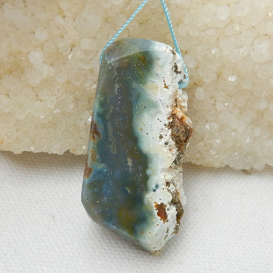 Nugget Ocean Jasper Drilled Gemstone Pendant Bead, 48x22x11mm, 19.7g - MyGemGarden