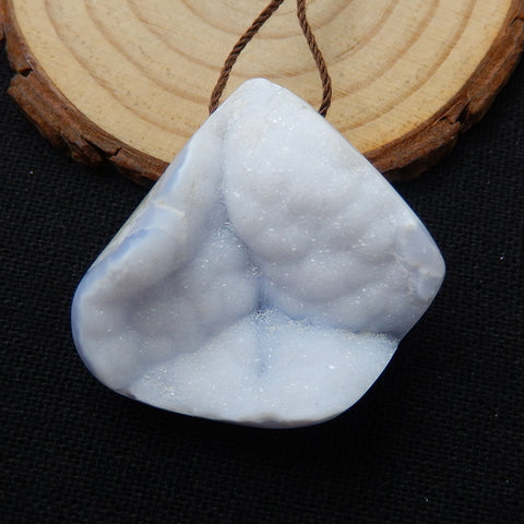 Drusy Blue Lace Agate Gemstone Pendant Bead, 36x35x19mm, 24g - MyGemGarden