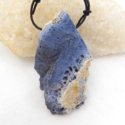 Nugget Blue coral Gemstone Pendant Bead, 75x41x15mm, 50.1g - MyGemGarden