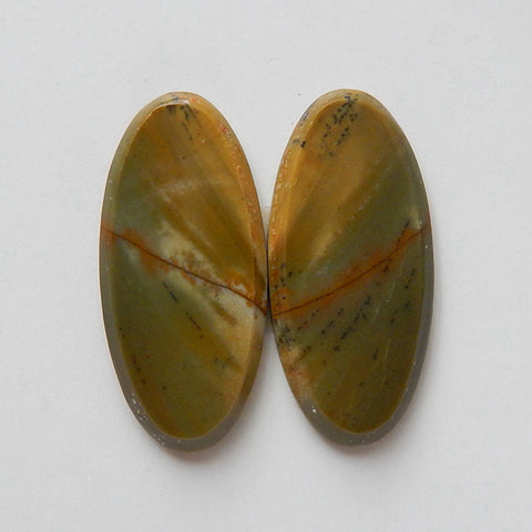 Natural Multi-Color Picasso jasper Oval Gemstone Cabochon Pair, 22x10x3mm, 2.6g - MyGemGarden