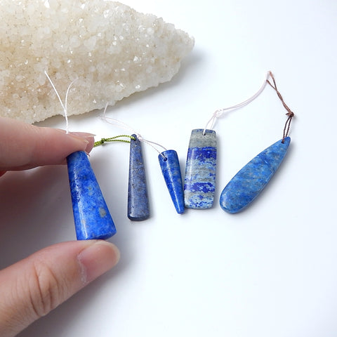 5 Pcs Natural Lapis Lazuli Pendant Beads - MyGemGarden