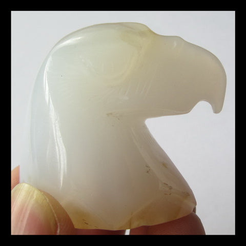 White Agate Eagle Head Carving, 40x40x26mm, 55g - MyGemGarden