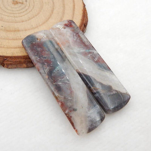 Rectangle Crazy Lace Agate Earrings Stone Pair, stone for earrings making, 45x13x4mm, 9.4g