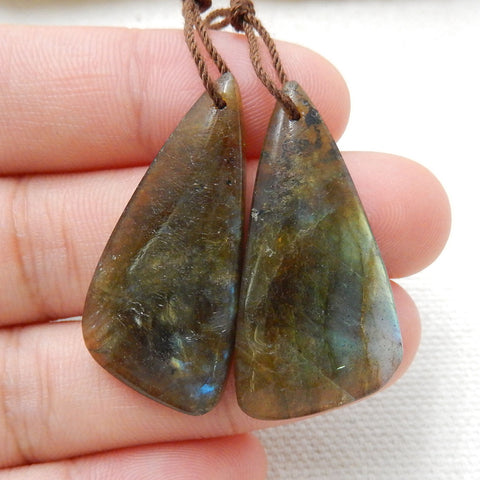 Labradorite Earrings Pair, stone for Earrings making, 32x16x5mm, 6.6g - MyGemGarden