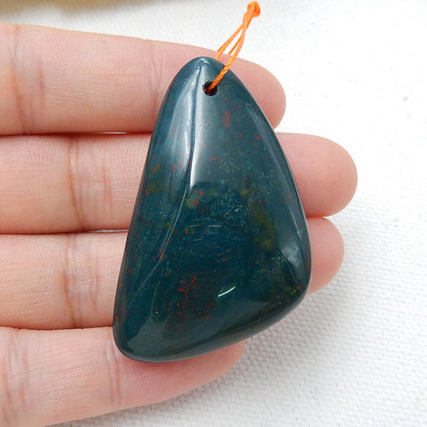 Natural Dragons Blood Agate Drilled Gemstone Pendant Bead, 45x27x10mm, 17.6g - MyGemGarden