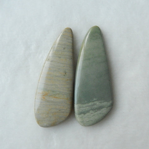 Natural Wave Jasper Cobochon Pairs 48x18x3mm,48x17x4mm,10.0g - MyGemGarden