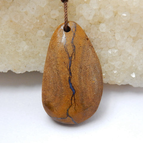 Natural Boulder opal Drilled Gemstone Pendant Bead, 33x20x9mm, 6.8g - MyGemGarden