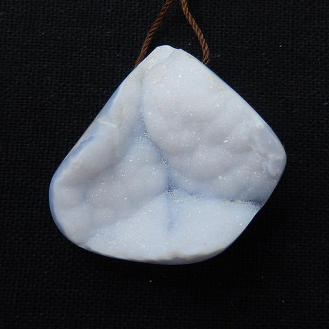 Drusy Blue Lace Agate Gemstone Pendant Bead, 36x35x19mm, 24g - MyGemGarden