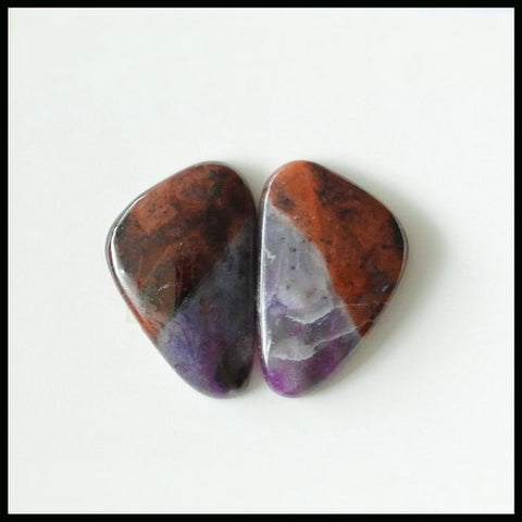 Natural Sugilite Gemstone Cabochon Pair, 18x11x4mm, 3.0g - MyGemGarden