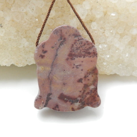 Carved Chohua Jasper Gemstone Buddha Head Pendant Stone, 31x24x11mm, 12.1g - MyGemGarden