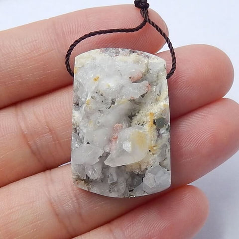 Natural Quartz Pendant Bead, 29x19x4mm, 10.8g - MyGemGarden