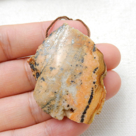 Nugget petrified wood opal Gemstone Pendant, Natural Stone Jewelry, 41x35x9mm, 22.6g - MyGemGarden