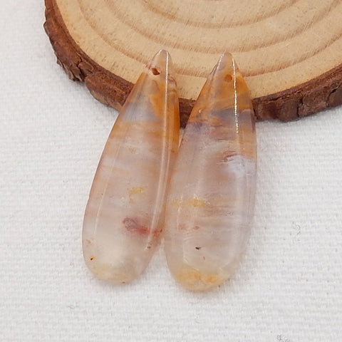 Agate Teardrop Earrings Stone Pair, stone for earrings making, 34x12x4mm, 5.4g - MyGemGarden