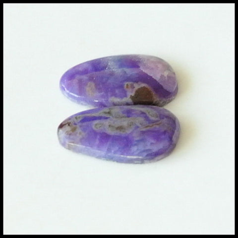 Natural Sugilite Gemstone Cabochon Pair, 13x7x2 mm,1.4g - MyGemGarden