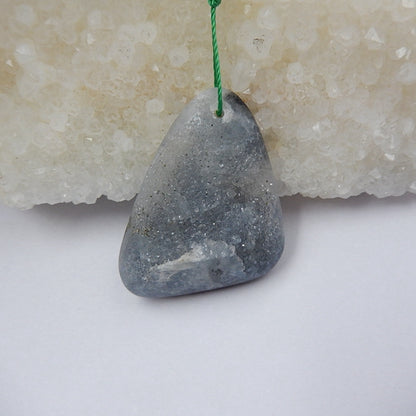 Drusy Quartz Gemstone Natural Pendant Bead, 33x24x8mm, 7.3g - MyGemGarden