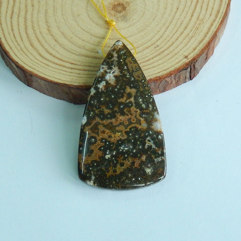 Natural Ocean Jasper Pendant Bead 53x30x7mm, 13.1g - MyGemGarden