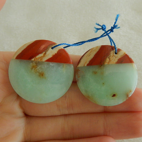 Wholesale Chrysophrase and Multi-Color Picasso Jasper Glued Earrings Pair 30x5mm,13.5g - MyGemGarden