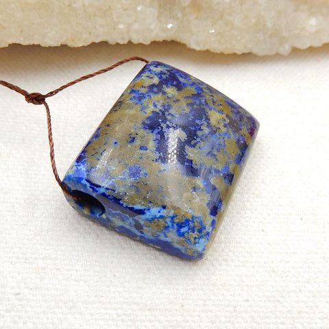 Natural Lapis Lazuli Drilled Gemstone Pendant Bead, 33x27x13mm, 22.6g - MyGemGarden