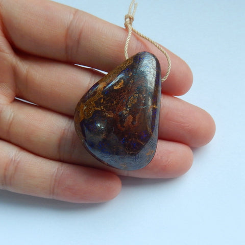 Natural Boulder opal Drilled Gemstone Pendant Bead, 36x26x14mm, 19.2g - MyGemGarden