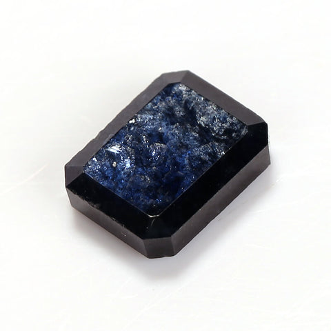 Flat Back Rectangle Dark Blue Sapphire Cabochon, 10x8x3mm, 4.42ct - MyGemGarden