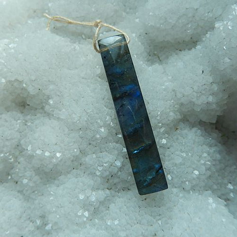 Natural Obsidian and Labradorite Pendant Bead Gemstone Make for Fashion Men, 44X8X5mm, 4.1g - MyGemGarden