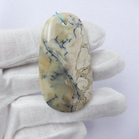 Arborization Opal Gemstone Natural Pendant Bead, 55x29x7mm, 16.5g - MyGemGarden