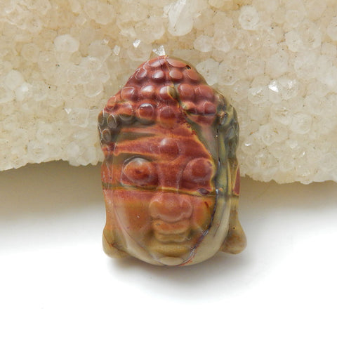 Carved Multicolor Picasso Jasper Gemstone Buddha Head Cabochon, 23x16x9mm, 5.6g - MyGemGarden