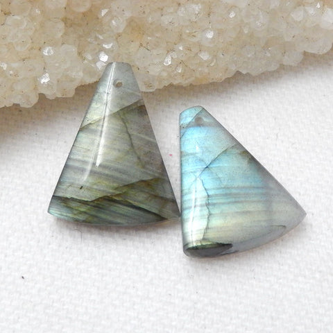 Labradorite Earrings Stone Pair, stone for earrings making, 21x17x5mm, 4.8g - MyGemGarden