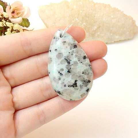 Water Drop Ocean Jasper Pendant Bead, 48x29x6mm, 13.37g - MyGemGarden