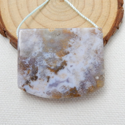 Natural Ocean Jasper Drilled Pendant Bead, 38x31x7mm, 18.2g - MyGemGarden