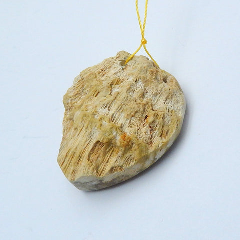 Natural Indonesian Fossil Coral Drilled Heart Pendant Bead, 44x43x16mm, 34.8g - MyGemGarden