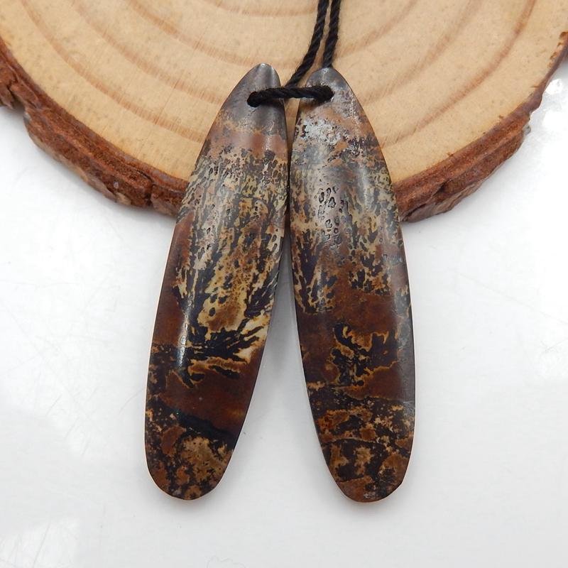 Chohua Jasper Teardrop Earrings Stone Pair, stone for earrings making, 39x10x5mm, 5.9g