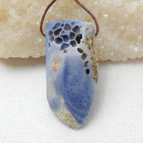 New, Blue Fossil Coral Gemstone Pendant, Nugget Pendant, 46x24x22mm, 30.2g - MyGemGarden