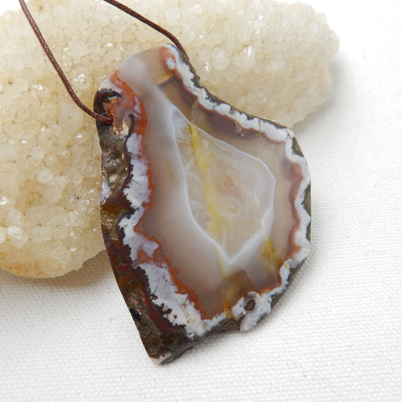 Nugget Agate Gemstone Pendant Stone, 69x53x8mm, 43g - MyGemGarden