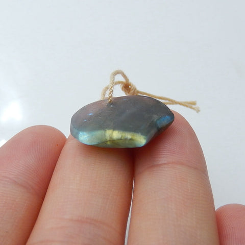 Natural Labradorite carved leaf Pendant Bead, 19x19x5mm, 2.6g - MyGemGarden