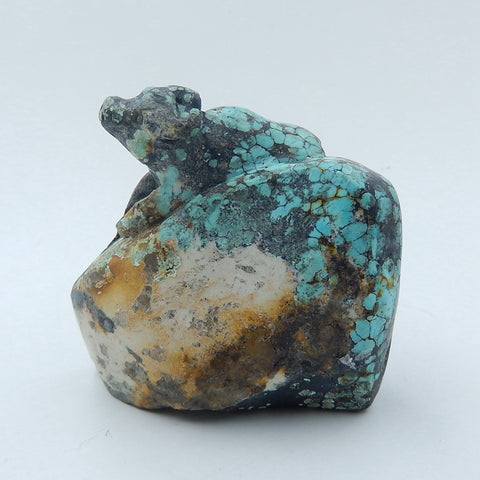 Handmade Carved Turquoise bull Cabochon, Animal Gemstone Decoration, 54x52x28mm, 79.3g - MyGemGarden