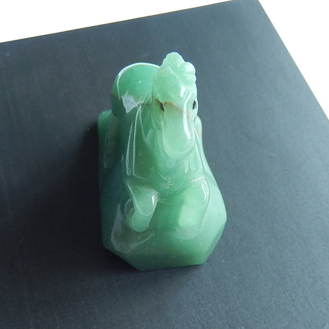 New, Carved Green Aventurine Gemstone Horse Ornament, 46x30x59mm, 78.8g - MyGemGarden